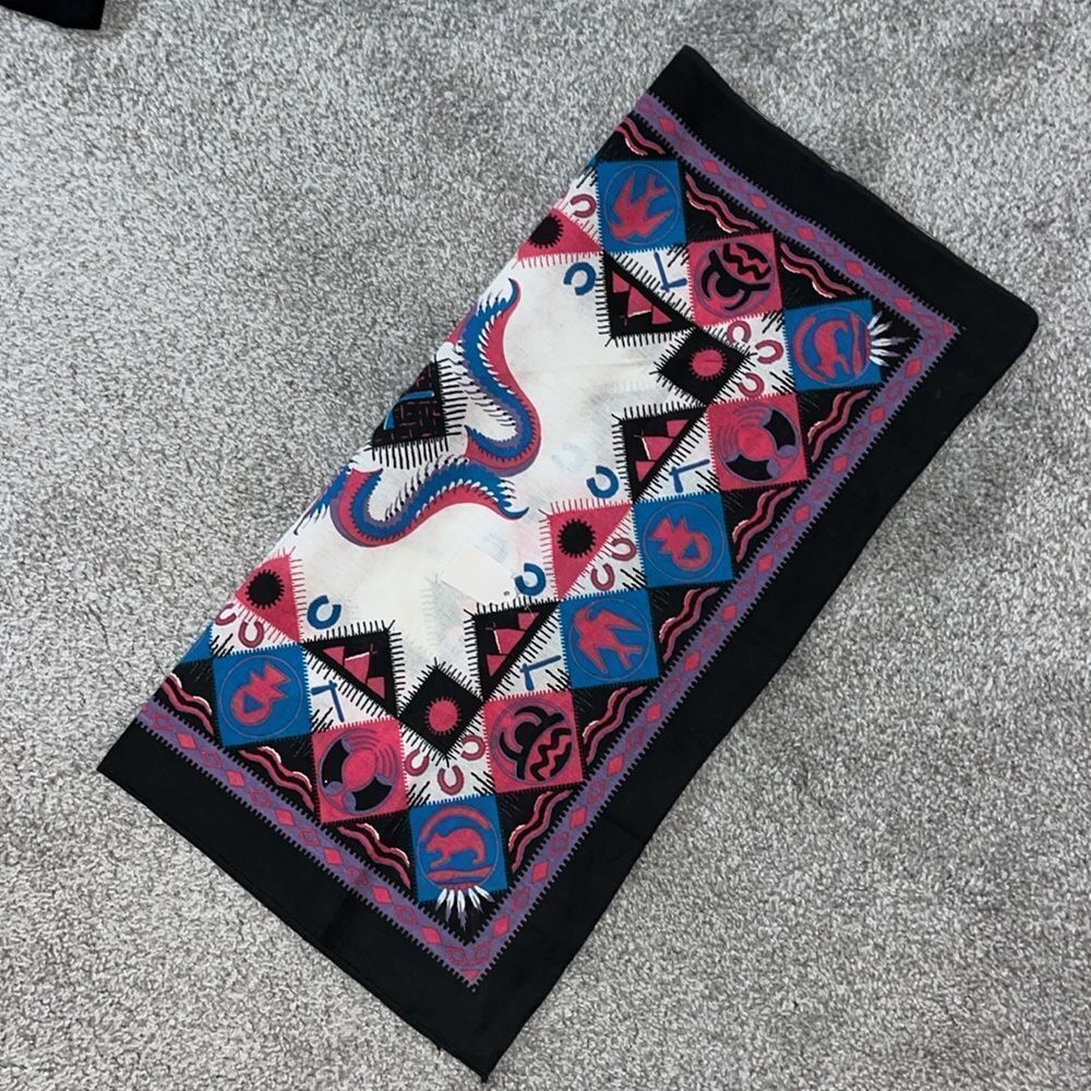 New 22” Vintage Navajo Native American Indian Bandana cloth Pink Black Turquoise